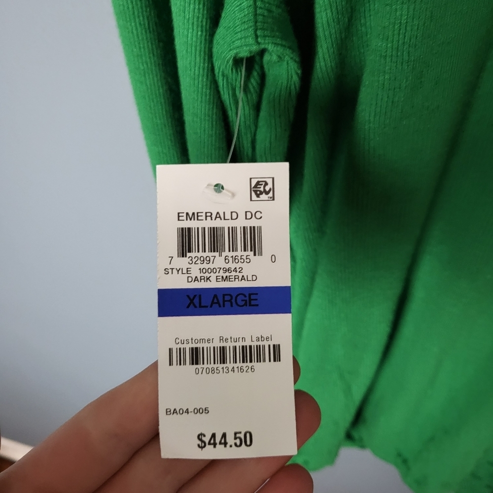 New INC Dark Emerald Surplice Faux Wrap Sweater Blouse Cinched Long Sleeve US XL - Picture 5 of 13